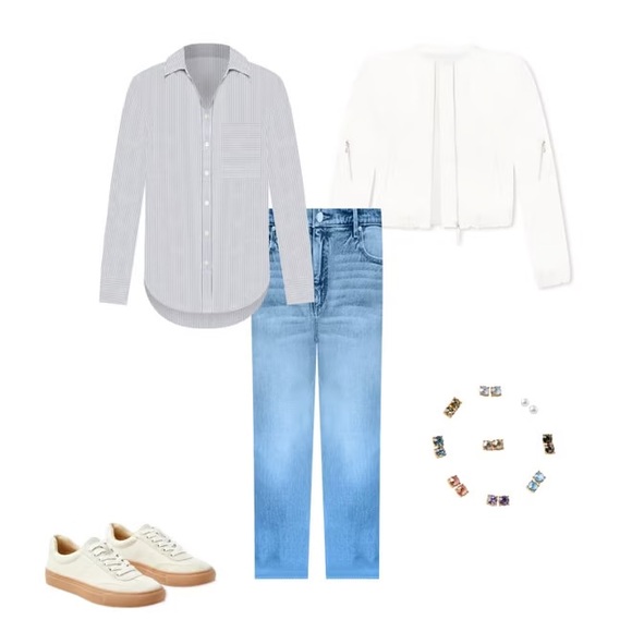 LOFT Striped Button Down Oversized Shirt - Picture 4 of 4